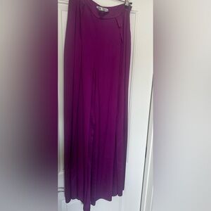Zara Maxi Wide-Legged Satin Pant Magenta